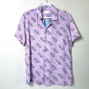 Thomas Royall Button Up Shirt Size M Pink Italy Floral Modal Short Sleeve NWT